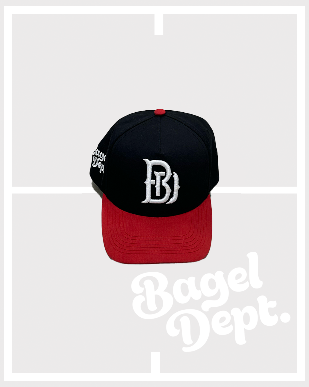 Precurved BAGEL DEPT snapback - BLACK/RED