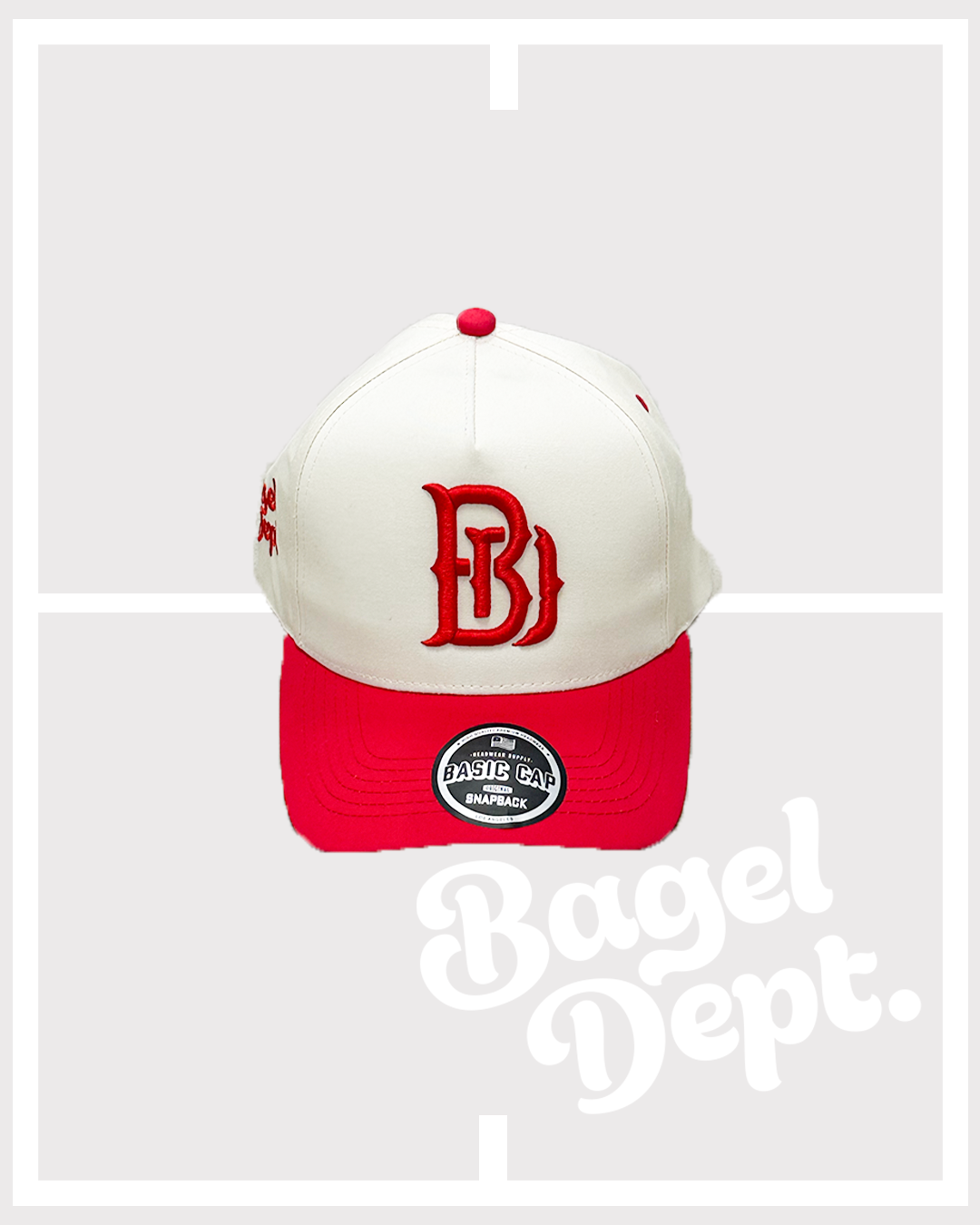 Precurved BAGEL DEPT snapback - WHITE / RED
